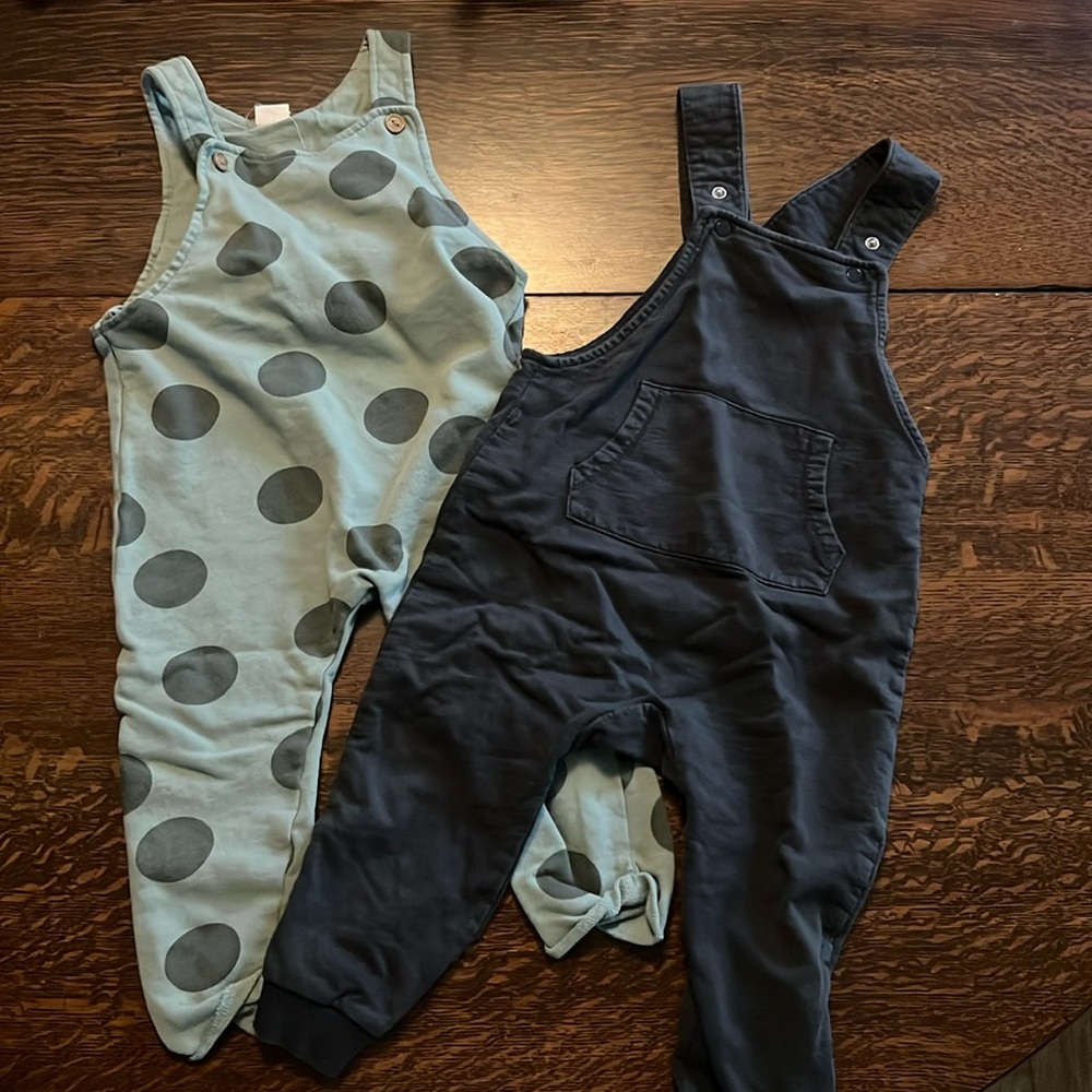 Two pairs of cotton overalls